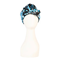 Tropical Black Palm & Turquoise Reusable Stylish Shower Cap Front